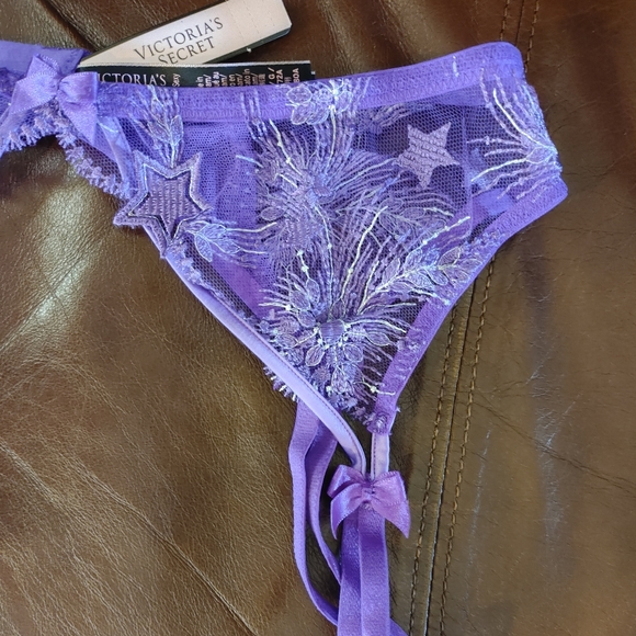 VICTORIA'S SECRET VERY SEXY STARSTRUCK GARTER BELT, BRIGHT VIOLET M/L - Picture 8 of 11